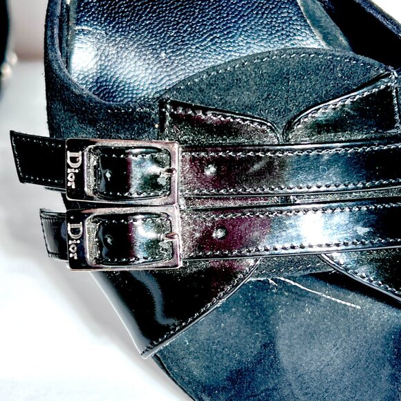 Dior by John Galliano 2003 Black Patent & Suede D'Orsay Platform Pump EU 38 US 8 - Picture 5 of 16
